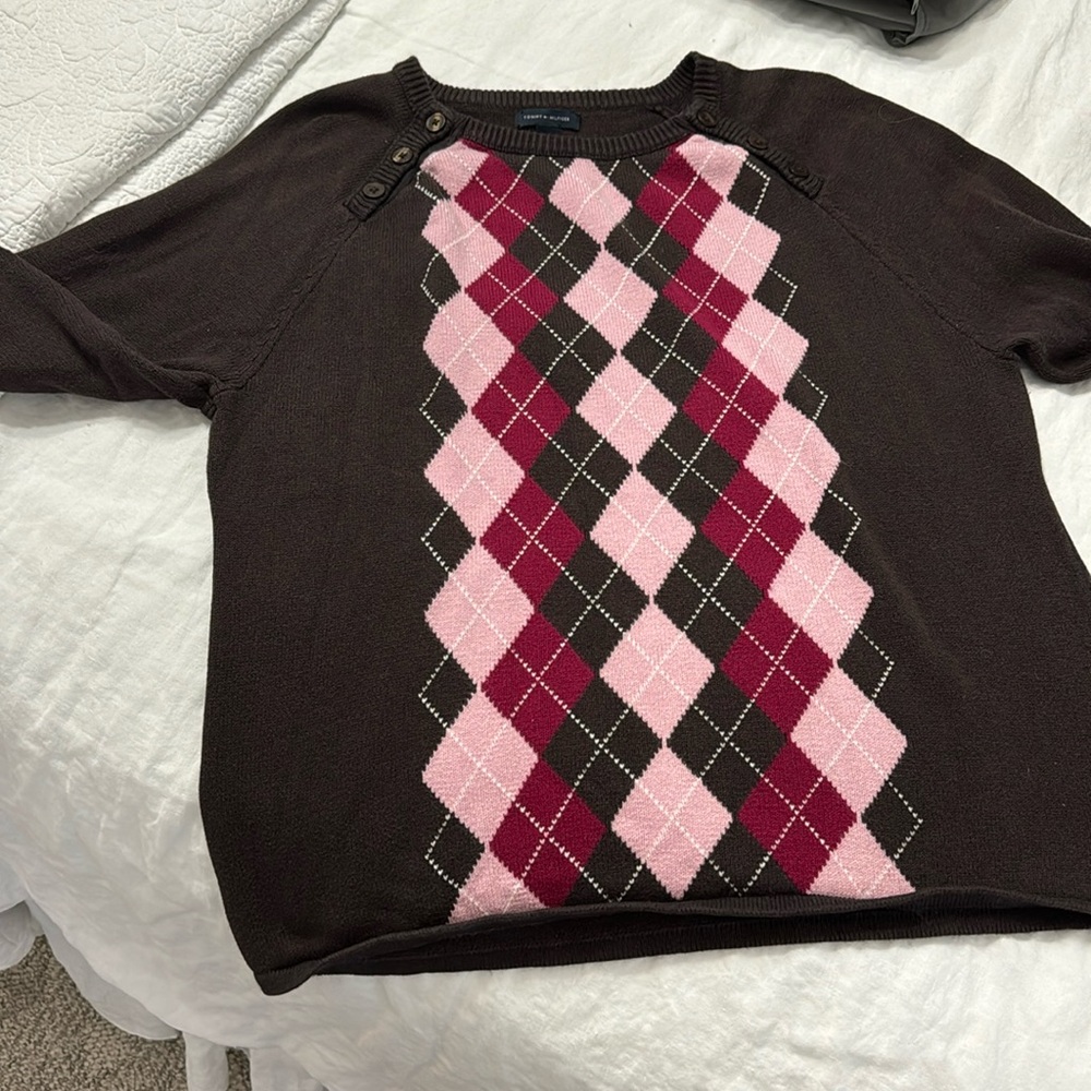 Pink and brown Tommy Hilfiger sweater